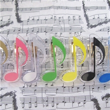 可混批/音乐文具/台湾制造/水晶透明八分音符乐谱夹/多色