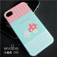 混批手机外壳Iphone5苹果手机壳Iphone4彩绘清新小蘑菇定制手机套