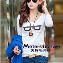 服装批发女打底衫秋冬款.森马美邦品牌库存女装长袖T恤满包邮啦！