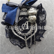 【厂家直销】蝴蝶结纽扣蕾丝英伦风胸章