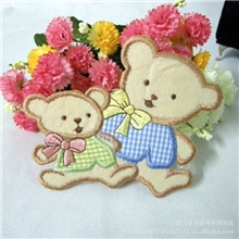 卡通造型儿童两只熊绒面布贴DIY补丁补花刺绣绣花章补丁贴