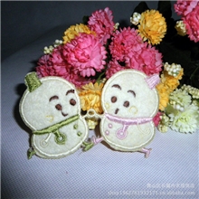 卡通造型拉手雪人布贴DIY补丁补花花边绣花章补丁贴刺绣