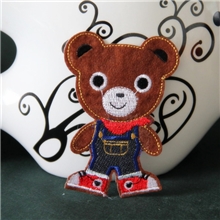拼布刺绣红围巾熊布贴DIY补丁贴背胶贴绣花章补丁贴花边刺绣