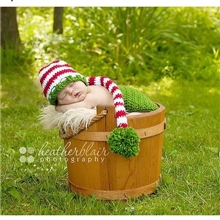 圣诞帽批发婴儿长尾帽宝宝手工针织造型帽子新款