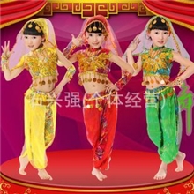 厂家批发/印度舞蹈服演出服装少儿肚皮舞蹈练功服新疆舞表演服