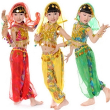 儿童印度舞演出服女童舞蹈服新疆舞民族舞天竺演出肚皮舞表演服装