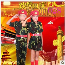 爆款少儿军装幼儿园表演服装儿童迷彩裙军服演出服儿童迷彩舞蹈服