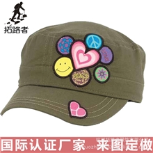 国际认证帽子工厂批发军帽来图定做男士平顶军帽