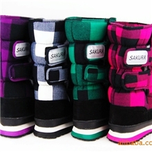 防滑保暖格纹时尚女士棉靴子雪地靴雪地鞋女鞋多色