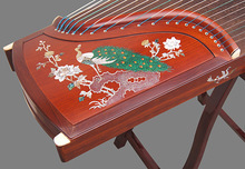 专业老红木古筝嵌螺孔雀丹凤登高