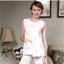 2012康柔夏季女士纯棉梭织透气白色无袖短裤家居睡衣外贸批发