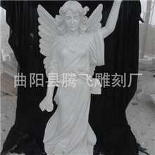 曲阳石雕厂家供应：汉白玉雕刻人物，女站人。