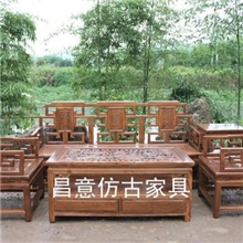 【诚信厂家】实木沙发中式家具榆木5件套沙发配镂空雕花茶几