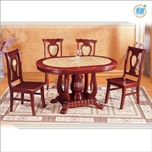 顺德家具天然大理石椭圆实木餐台桌餐椅便宜订做T17