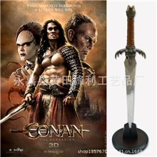 野蛮人柯南父剑影视刀剑缩小版包邮+送底座未开刃