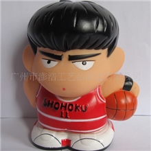 供应订做Q版篮球明星人物搪胶扑满玩具