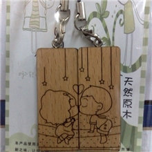 榉木雕刻，艺术切割，厂家生产情侣手机链情侣钥匙扣