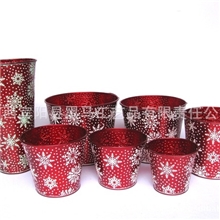 圣诞雪花花盆圣诞节雪花花盆圣诞小铁桶