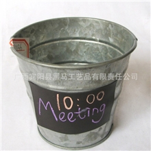 圆形镀锌铁桶外贸出口小花盆带自粘磁贴