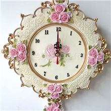 供应田园树脂玫瑰挂钟韩式挂钟家居饰品023-3