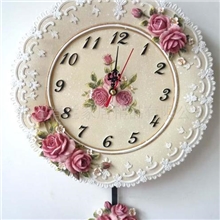 供应田园树脂玫瑰挂钟时尚挂钟家居饰品102-3