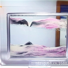 礼品玻璃工艺品3D动景艺术流沙画沙漏画黑白粉款