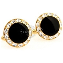 【广州袖扣衬衫袖扣】黑色圆形袖扣AE0646镶嵌工艺