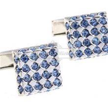 【袖扣现货水晶袖扣】蓝色水晶正方形袖扣AE6535