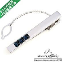 【领带夹批发】时尚高档优雅男士领带夹银色蓝钻AE6167