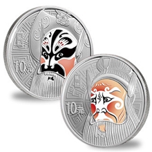 中国京剧脸谱第三组彩色纪念银币