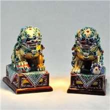 厂家直销中国交趾陶工艺摆件镇宅化煞小北京狮（对）
