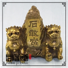 批发供应镇宅化煞泰山石敢当铜双狮守镇大号摆件