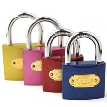 &ldquo;方圆锁业&rdquo;厂家直销32mm彩色铁挂锁喷漆一字钥匙挂锁铁锁锁