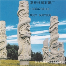 工艺精湛天然花岗岩龙柱石雕龙柱