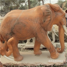 供应石雕大象晚霞红大象大象雕塑吉祥兽动物雕塑定做加工