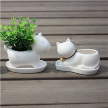 zakka陶瓷铃铛小狗小猫花盆草娃娃迷你花盆园艺盆栽花盆促销花盆