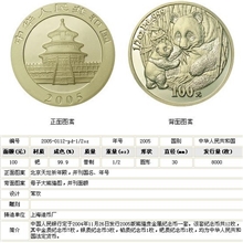 2005版熊猫贵金属纪念币2分之1盎司钯币