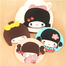 日本和系统风ZAKKA杂货风pvc防滑垫卡通杯垫安古奈子卡通