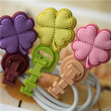 NO.1四叶草韩版花朵造型绕线器耳机缠线器理线器四色可选