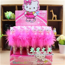 HelloKitty可爱毛毛带灯圆珠笔KT文具2012
