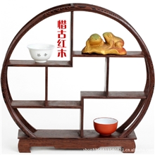 高档鸡翅木展示架圆形实木博古架红木小博古架摆饰品架子批发