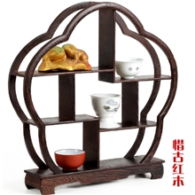鸡翅木雕博古架多宝架摆放架奇石紫砂壶古玩红木底座1件起批