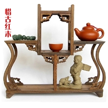 红木工艺品木制礼品定制鸡翅木博古展架家居装饰品书房办公摆件