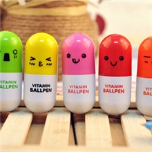 创意文具表情药丸子笔可爱圆珠笔伸缩胶囊笔学生奖品可印logo