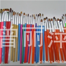 厂家直销彩色塑料杆勾线笔马毛画笔平头画笔儿童画笔美术画笔