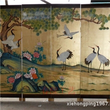 [厂家直销]手绘立体漆画松鹤延年大型工程画定制酒店屏风