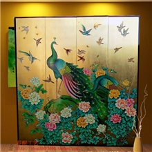 繁华图/孔雀屏风/玄关门/隔断/电视背景墙/中式装修画/屏风定制