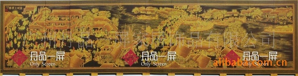 古典主义经典手工漆画屏风-清明上河图