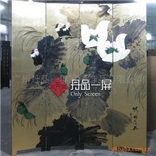 纯手工贴金箔漆画时尚隔断