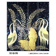 供应漆画屏风贺春图壁画屏风装饰画